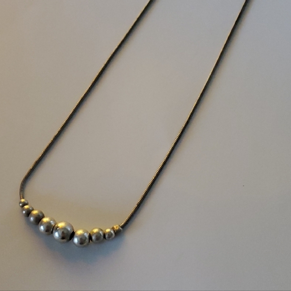 Minimalist Italian 925 Silver 9 Bead Necklace